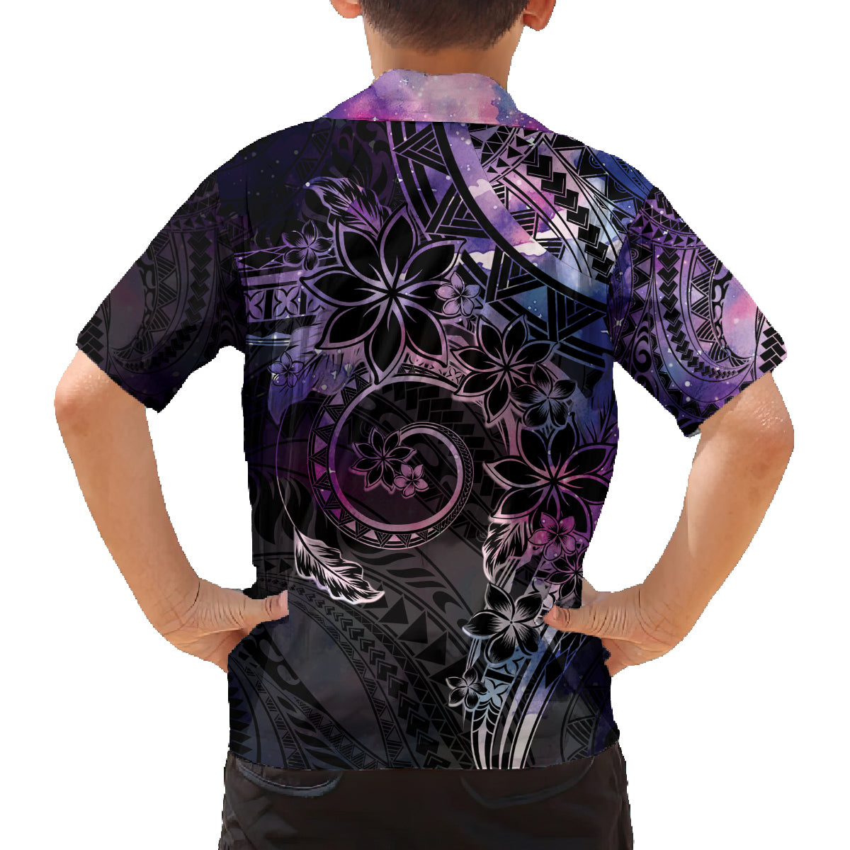 Polynesian Sunset Plumeria Family Matching Summer Maxi Dress and Hawaiian Shirt Galaxy Polynesian Tattoo LT05 - Polynesian Pride
