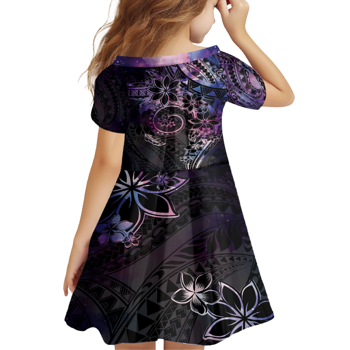 Polynesian Sunset Plumeria Family Matching Tank Maxi Dress and Hawaiian Shirt Galaxy Polynesian Tattoo LT05 - Polynesian Pride