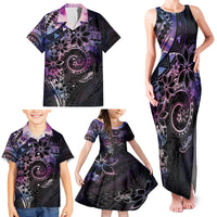 Polynesian Sunset Plumeria Family Matching Tank Maxi Dress and Hawaiian Shirt Galaxy Polynesian Tattoo LT05 - Polynesian Pride