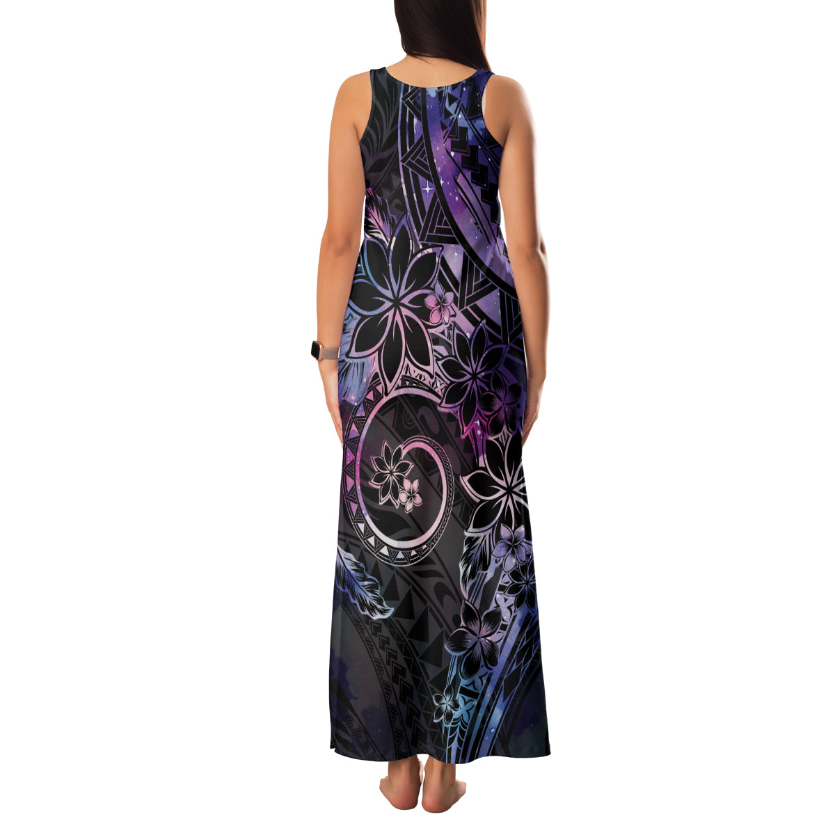 Polynesian Sunset Plumeria Family Matching Tank Maxi Dress and Hawaiian Shirt Galaxy Polynesian Tattoo LT05 - Polynesian Pride