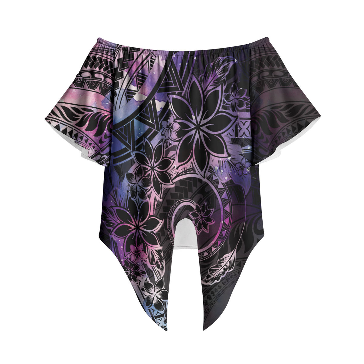 Polynesian Sunset Plumeria Off Shoulder Wrap Waist Top Galaxy Polynesian Tattoo LT05 Galaxy - Polynesian Pride
