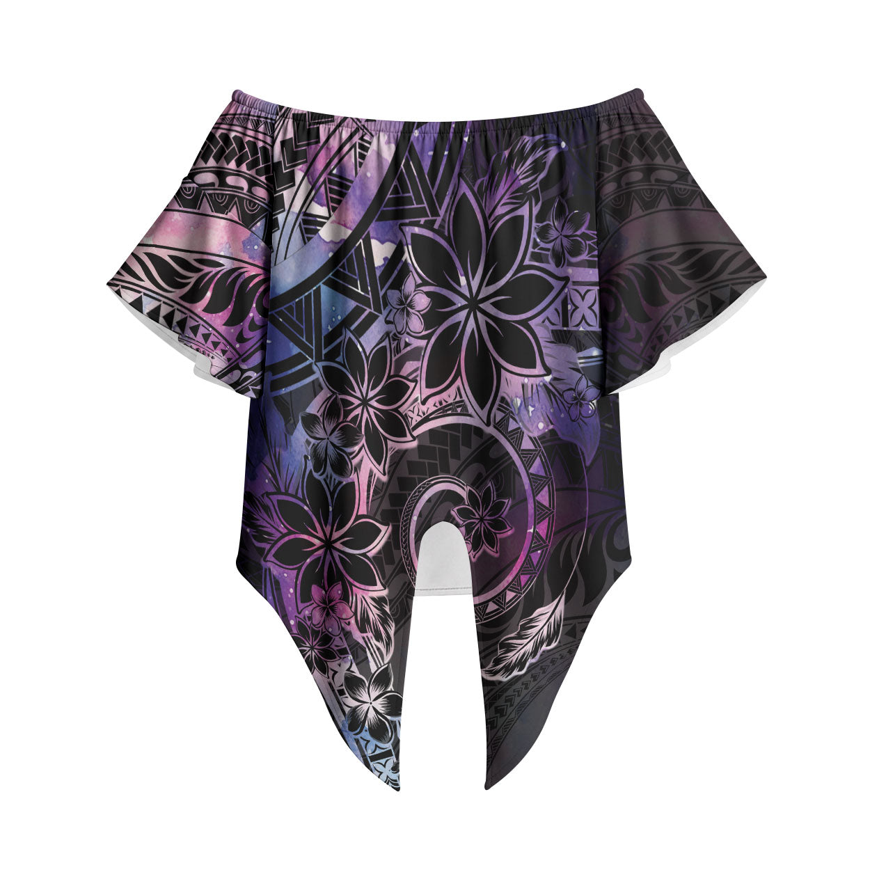 Polynesian Sunset Plumeria Off Shoulder Wrap Waist Top Galaxy Polynesian Tattoo LT05 Galaxy - Polynesian Pride