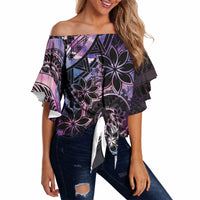 Polynesian Sunset Plumeria Off Shoulder Wrap Waist Top Galaxy Polynesian Tattoo LT05 - Polynesian Pride
