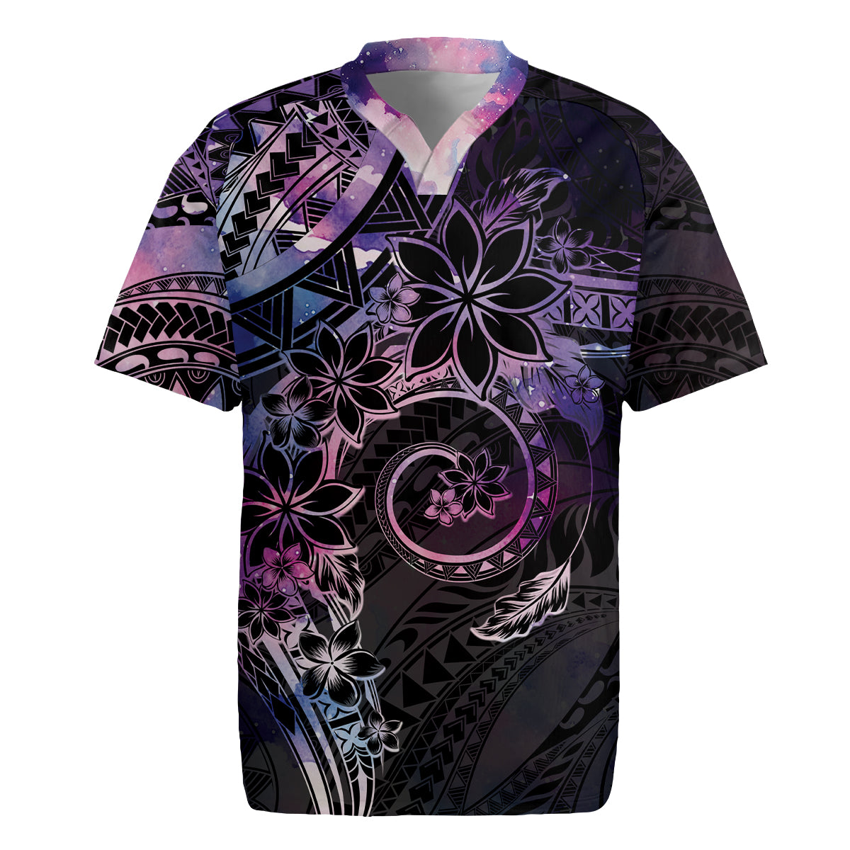 Polynesian Sunset Plumeria Rugby Jersey Galaxy Polynesian Tattoo LT05 Galaxy - Polynesian Pride