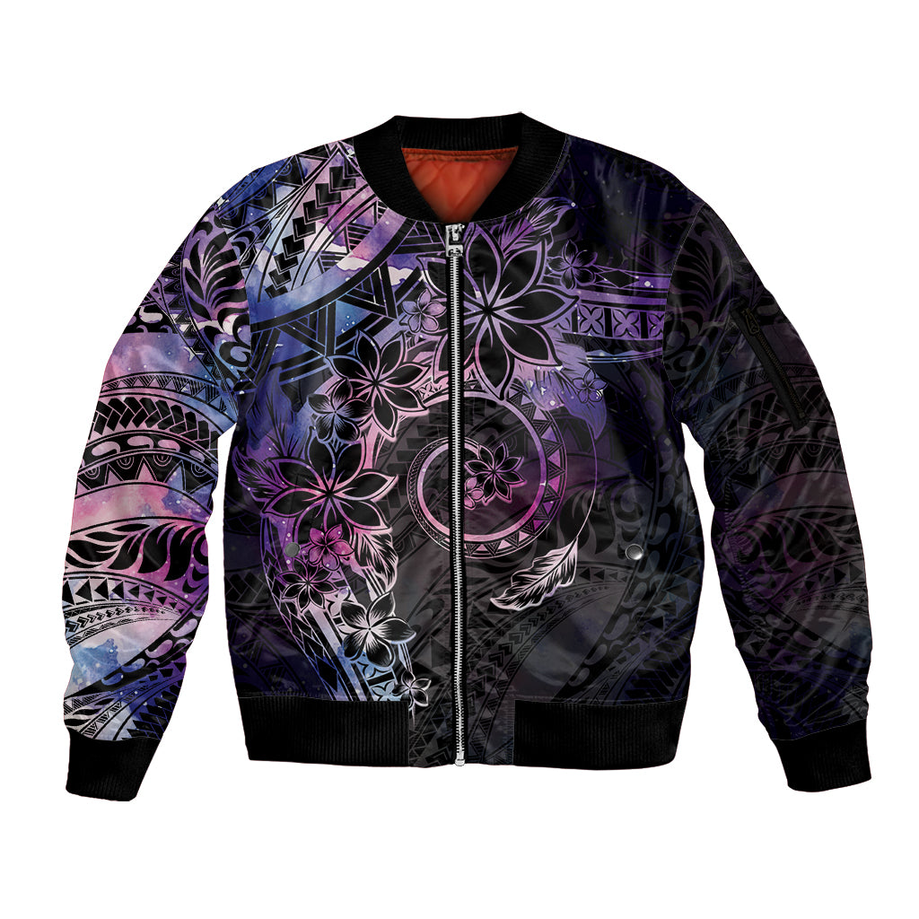 Polynesian Sunset Plumeria Sleeve Zip Bomber Jacket Galaxy Polynesian Tattoo LT05 Unisex Galaxy - Polynesian Pride
