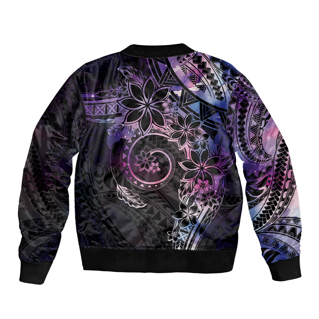 Polynesian Sunset Plumeria Sleeve Zip Bomber Jacket Galaxy Polynesian Tattoo LT05 - Polynesian Pride