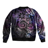 Polynesian Sunset Plumeria Sleeve Zip Bomber Jacket Galaxy Polynesian Tattoo LT05 - Polynesian Pride