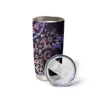Galaxy Polynesian Pattern With Plumeria Flowers Tumbler Cup
