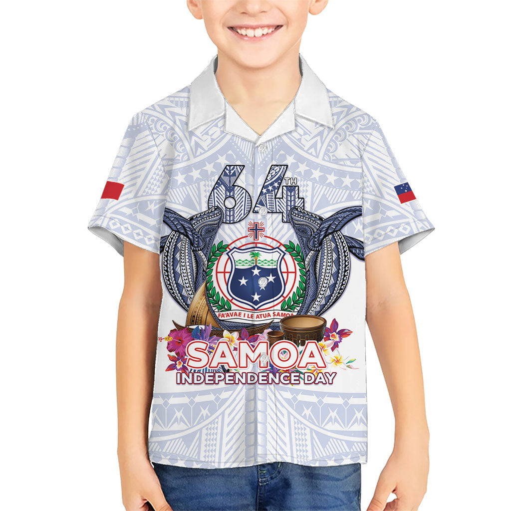 Samoa Independence Day Family Matching Long Sleeve Bodycon Dress and Hawaiian Shirt Samoa United For A New Beginning LT05 Son's Shirt White - Polynesian Pride