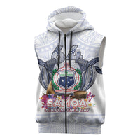Samoa Independence Day Sleeveless Zip Hoodie Samoa United For A New Beginning LT05 White - Polynesian Pride