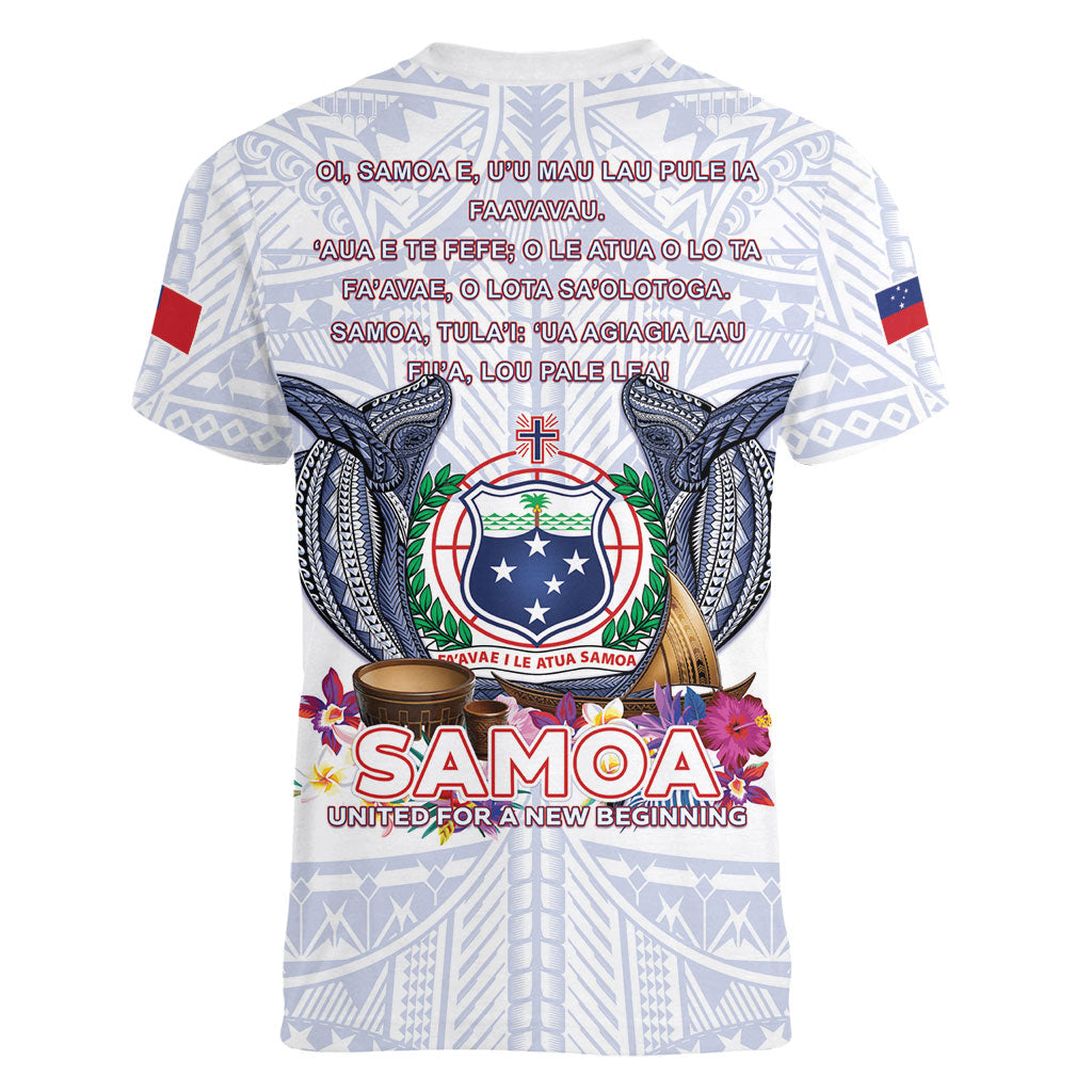 Samoa Independence Day Women V-Neck T-Shirt Samoa United For A New Beginning
