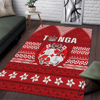 Tonga King Tupou VI Day Area Rug Traditional Tongan Kupesi Pattern LT05 Red - Polynesian Pride