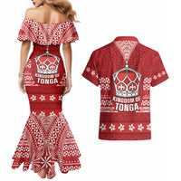Tonga King Tupou VI Day Couples Matching Mermaid Dress and Hawaiian Shirt Traditional Tongan Kupesi Pattern LT05 - Polynesian Pride