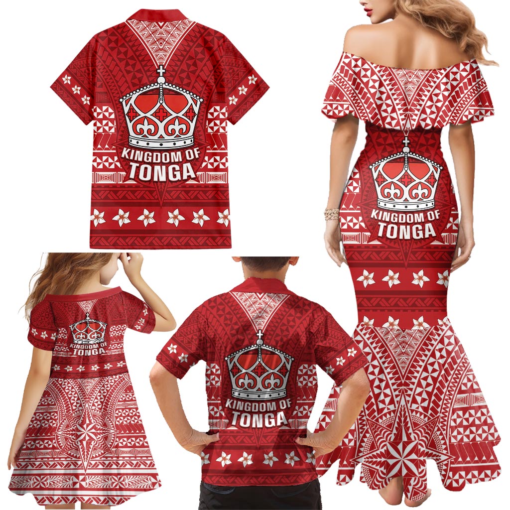 Tonga King Tupou VI Day Family Matching Mermaid Dress and Hawaiian Shirt Traditional Tongan Kupesi Pattern LT05 - Polynesian Pride