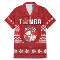 Tonga King Tupou VI Day Family Matching Mermaid Dress and Hawaiian Shirt Traditional Tongan Kupesi Pattern LT05 Dad's Shirt - Short Sleeve Red - Polynesian Pride