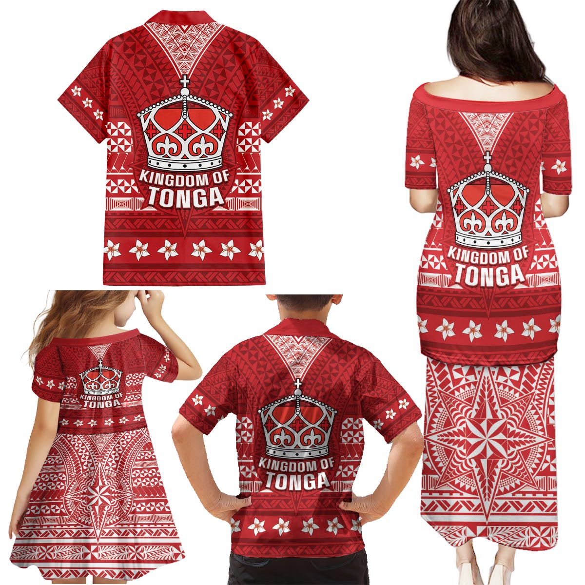 Tonga King Tupou VI Day Family Matching Puletasi and Hawaiian Shirt Traditional Tongan Kupesi Pattern LT05 - Polynesian Pride