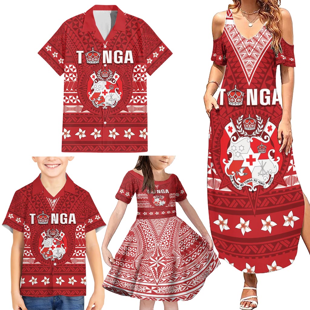 Tonga King Tupou VI Day Family Matching Summer Maxi Dress and Hawaiian Shirt Traditional Tongan Kupesi Pattern LT05 - Polynesian Pride