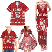 Tonga King Tupou VI Day Family Matching Tank Maxi Dress and Hawaiian Shirt Traditional Tongan Kupesi Pattern LT05 - Polynesian Pride