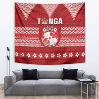 Tonga King Tupou VI Day Tapestry Traditional Tongan Kupesi Pattern LT05 Red - Polynesian Pride