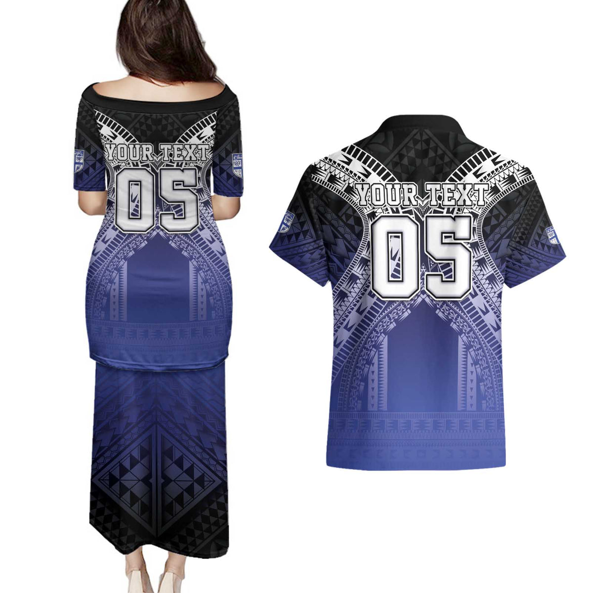 Custom Fiji Drua Couples Matching Puletasi and Hawaiian Shirt Fijian Tapa Pattern