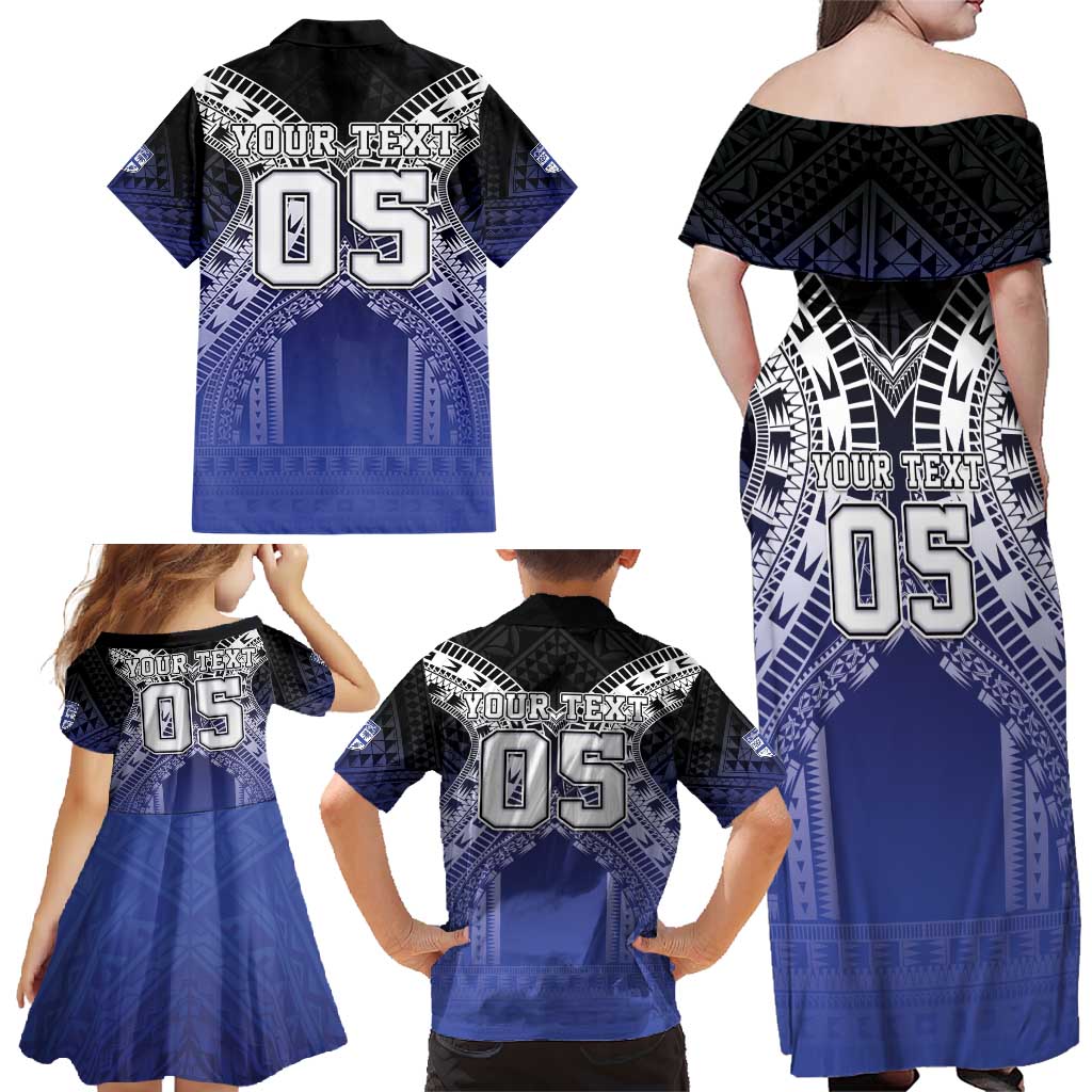 Custom Fiji Drua Family Matching Off Shoulder Maxi Dress and Hawaiian Shirt Fijian Tapa Pattern LT05 - Polynesian Pride