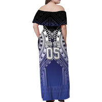 Custom Fiji Drua Family Matching Off Shoulder Maxi Dress and Hawaiian Shirt Fijian Tapa Pattern LT05 - Polynesian Pride