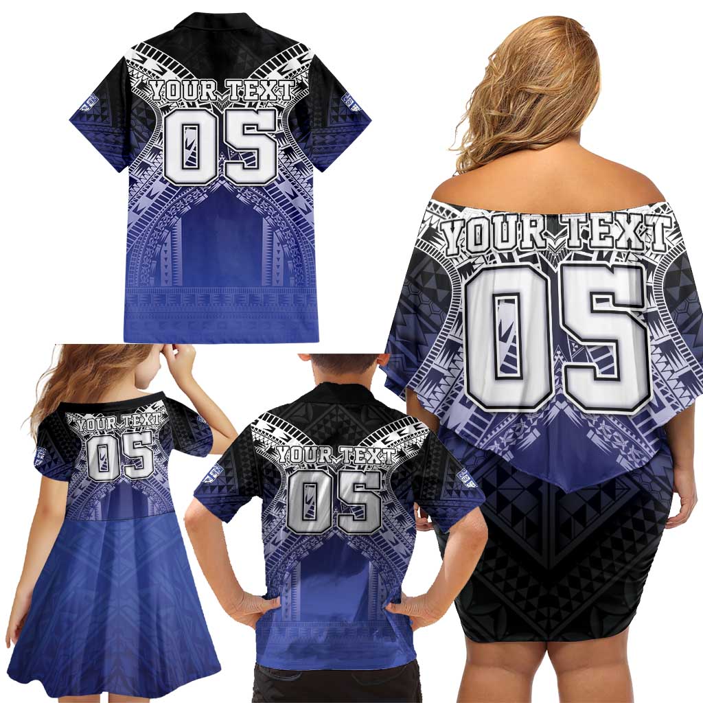 Custom Fiji Drua Family Matching Off Shoulder Short Dress and Hawaiian Shirt Fijian Tapa Pattern LT05 - Polynesian Pride