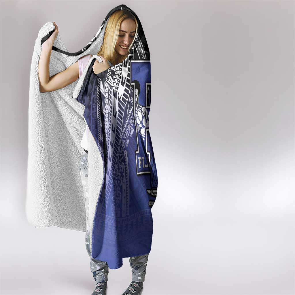 Fiji Drua Hooded Blanket Fijian Tapa Pattern