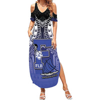 Custom Fiji Drua Summer Maxi Dress Fijian Tapa Pattern