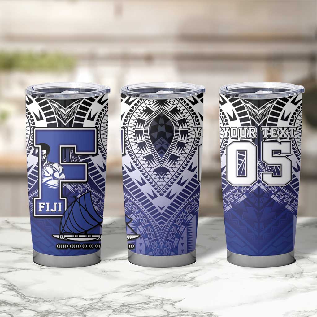 Custom Fiji Drua Tumbler Cup Fijian Tapa Pattern LT05 - Polynesian Pride