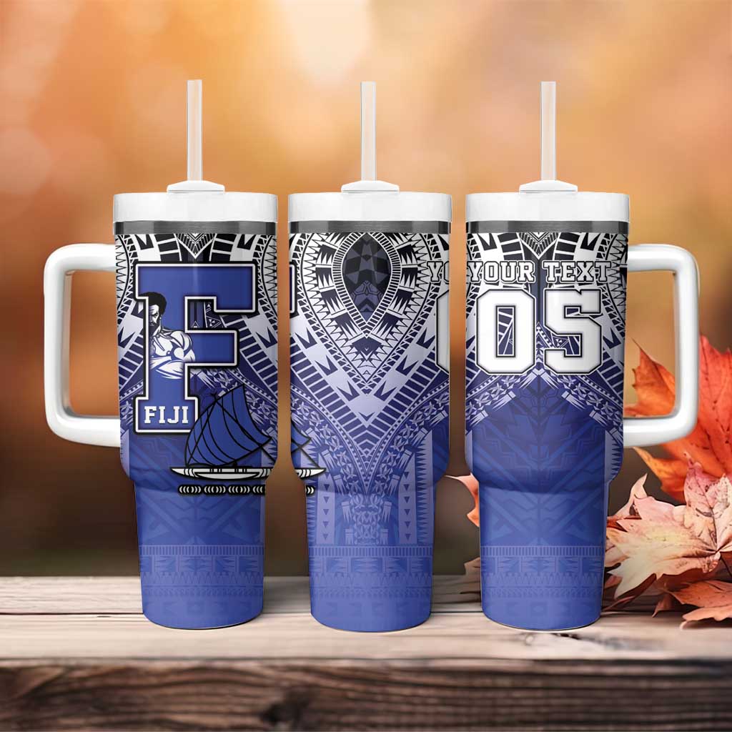 Custom Fiji Drua Tumbler With Handle Fijian Tapa Pattern LT05 - Polynesian Pride