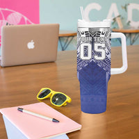 Custom Fiji Drua Tumbler With Handle Fijian Tapa Pattern LT05 - Polynesian Pride