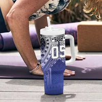 Custom Fiji Drua Tumbler With Handle Fijian Tapa Pattern LT05 - Polynesian Pride