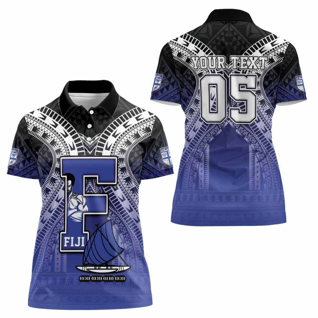 Custom Fiji Drua Women Polo Shirt Fijian Tapa Pattern