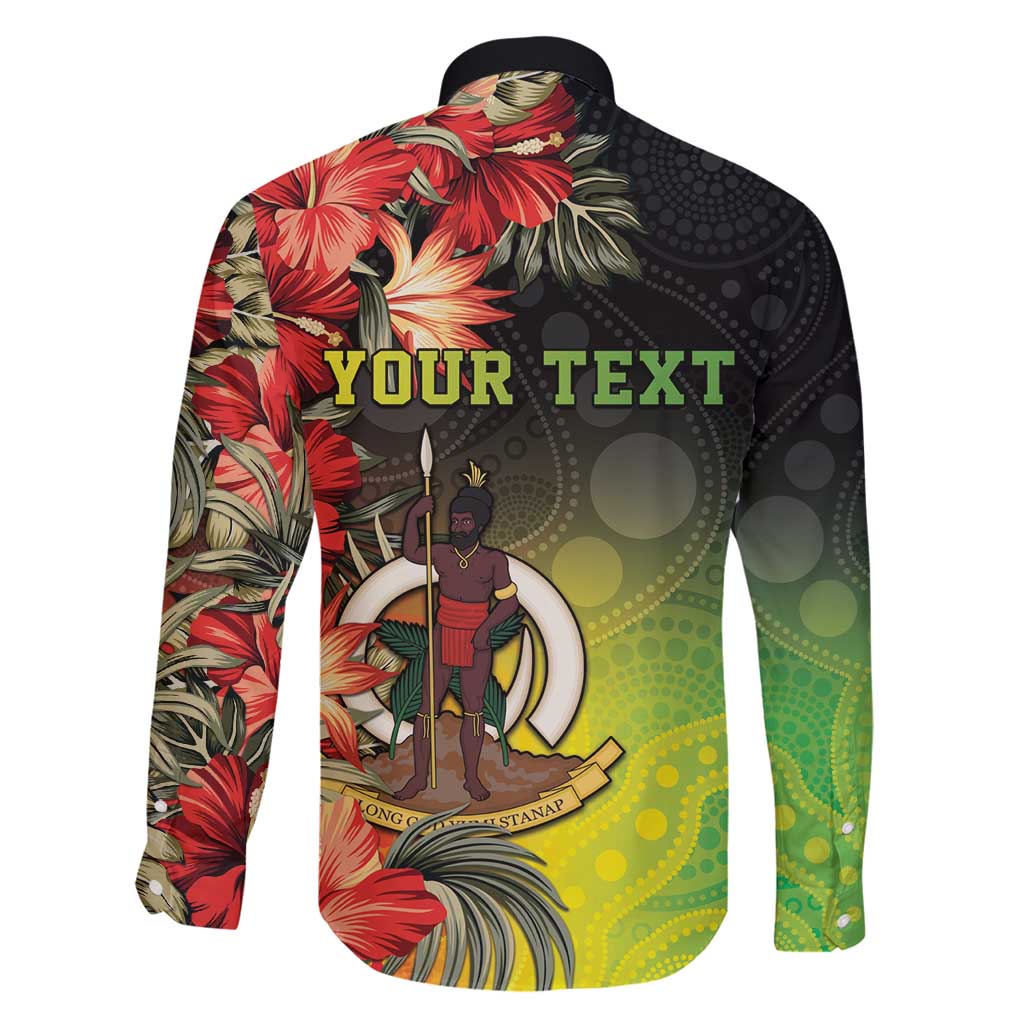 Aboriginal Dot Art Vanuatu Personalised Family Matching Long Sleeve Bodycon Dress and Hawaiian Shirt Tropical Flowers LT05 - Polynesian Pride