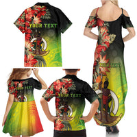 Aboriginal Dot Art Vanuatu Personalised Family Matching Summer Maxi Dress and Hawaiian Shirt Tropical Flowers LT05 - Polynesian Pride
