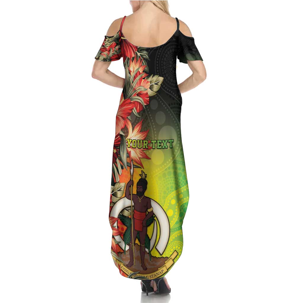 Aboriginal Dot Art Vanuatu Personalised Family Matching Summer Maxi Dress and Hawaiian Shirt Tropical Flowers LT05 - Polynesian Pride
