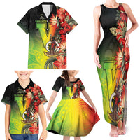 Aboriginal Dot Art Vanuatu Personalised Family Matching Tank Maxi Dress and Hawaiian Shirt Tropical Flowers LT05 - Polynesian Pride