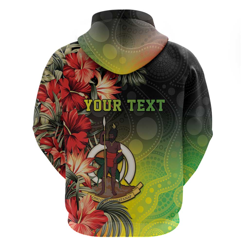 Aboriginal Dot Art Vanuatu Personalised Hoodie Tropical Flowers
