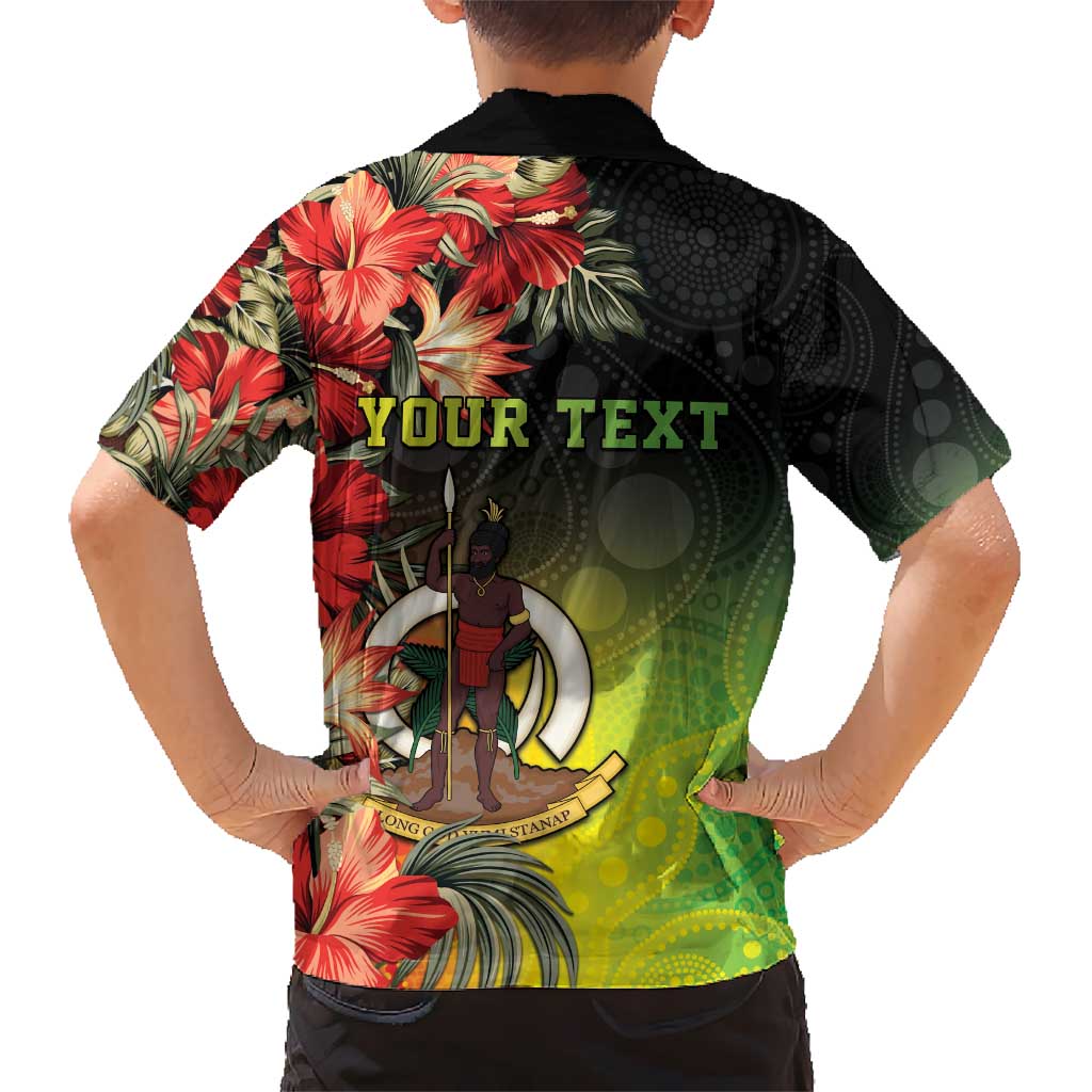 Aboriginal Dot Art Vanuatu Personalised Kid Hawaiian Shirt Tropical Flowers