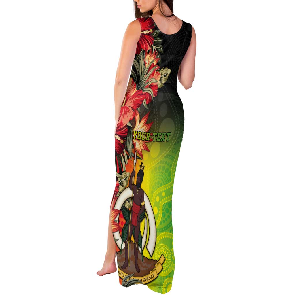 Aboriginal Dot Art Vanuatu Personalised Tank Maxi Dress Tropical Flowers