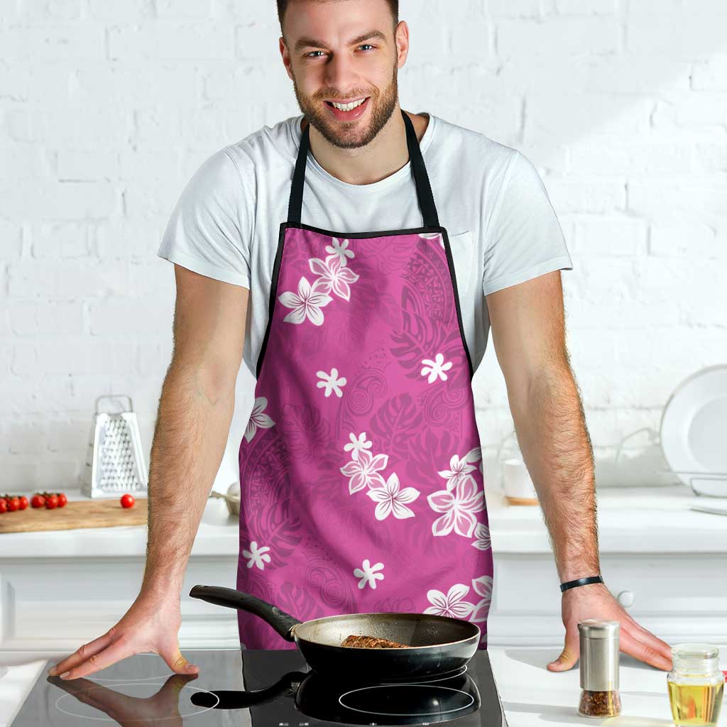Hawaii Monstera Deliciosa Apron Pink Plumeria Polynesian Pattern - Polynesian Pride