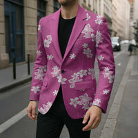 Hawaii Monstera Deliciosa Blazer Pink Plumeria Polynesian Pattern - Polynesian Pride