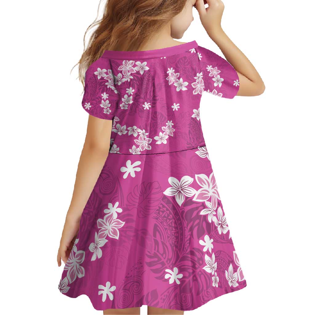 Hawaii Monstera Deliciosa Family Matching Long Sleeve Bodycon Dress and Hawaiian Shirt Pink Plumeria Polynesian Pattern LT05 - Polynesian Pride