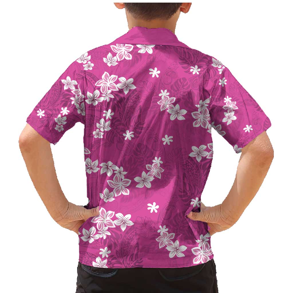 Hawaii Monstera Deliciosa Family Matching Mermaid Dress and Hawaiian Shirt Pink Plumeria Polynesian Pattern LT05 - Polynesian Pride