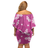Hawaii Monstera Deliciosa Family Matching Off Shoulder Short Dress and Hawaiian Shirt Pink Plumeria Polynesian Pattern LT05 - Polynesian Pride
