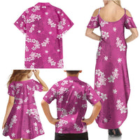Hawaii Monstera Deliciosa Family Matching Summer Maxi Dress and Hawaiian Shirt Pink Plumeria Polynesian Pattern LT05 - Polynesian Pride