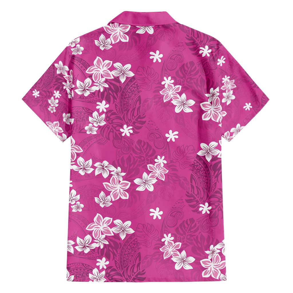 Hawaii Monstera Deliciosa Family Matching Summer Maxi Dress and Hawaiian Shirt Pink Plumeria Polynesian Pattern LT05 - Polynesian Pride