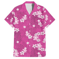 Hawaii Monstera Deliciosa Family Matching Tank Maxi Dress and Hawaiian Shirt Pink Plumeria Polynesian Pattern LT05 Dad's Shirt - Short Sleeve Pink - Polynesian Pride