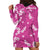 Hawaii Monstera Deliciosa Hoodie Dress Pink Plumeria Polynesian Pattern - Polynesian Pride
